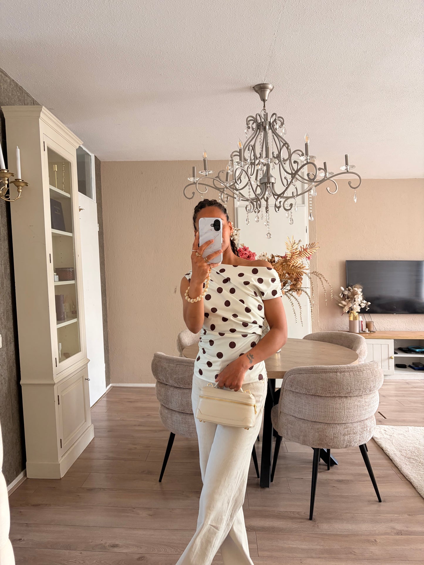 Polkadot ribbel crème