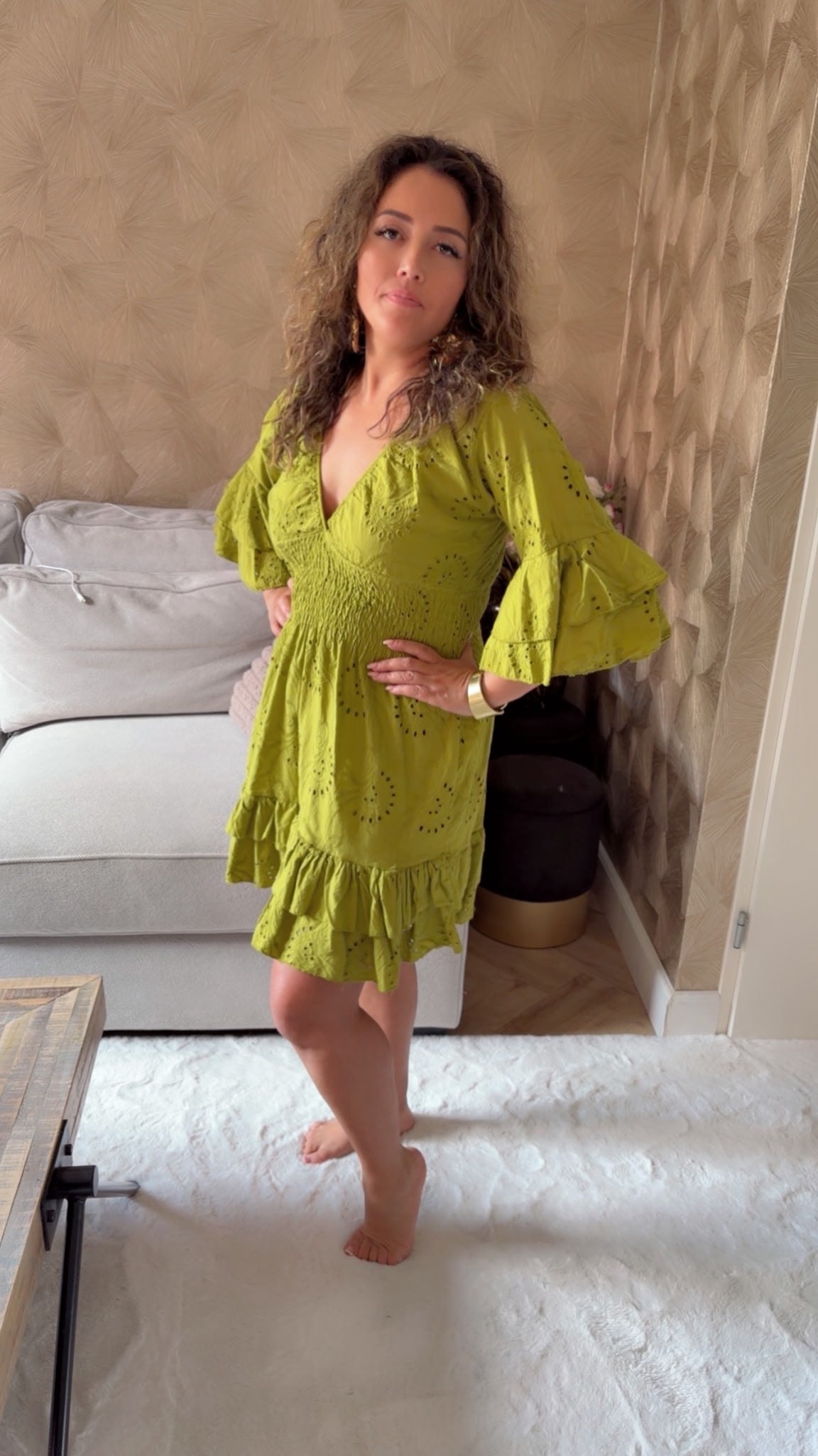Broderie jurk green