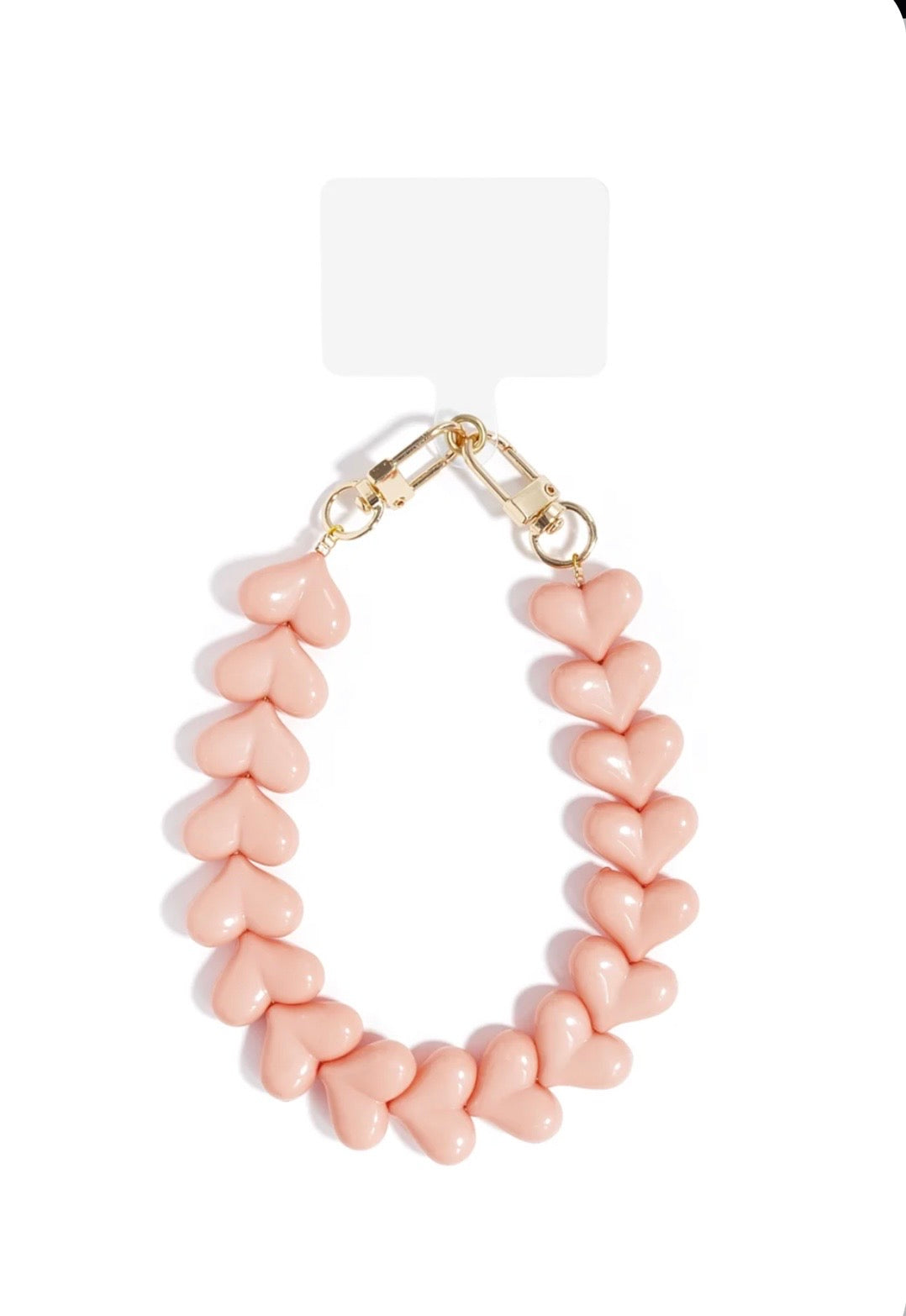 Telefoonkoord hart light pink