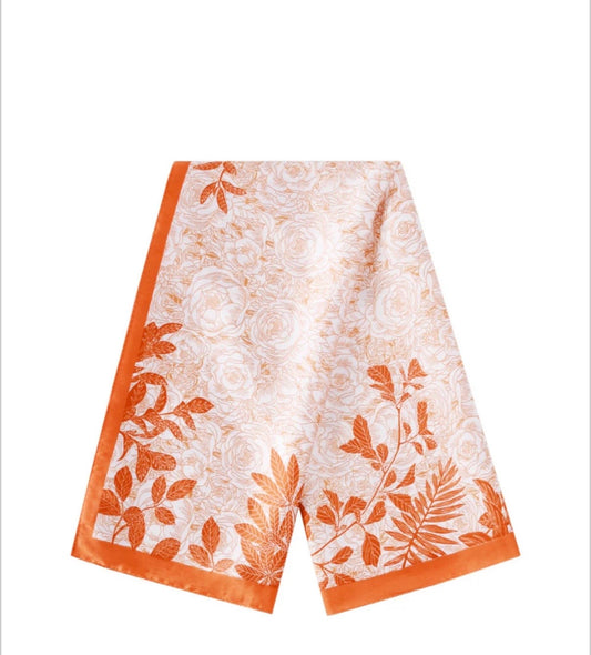 Zomersjaal bloemen orange