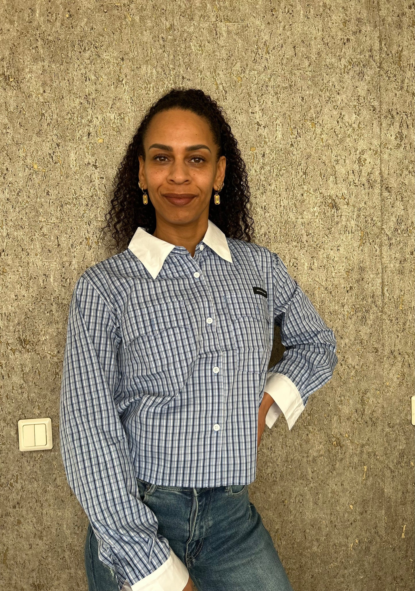 Jersey blouse blauw