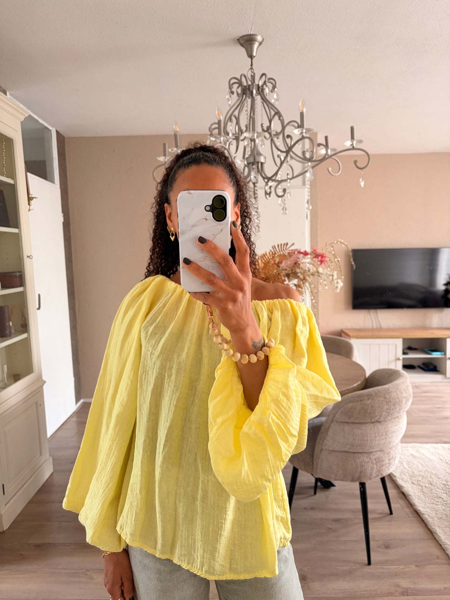 Offshoulder sunny yellow