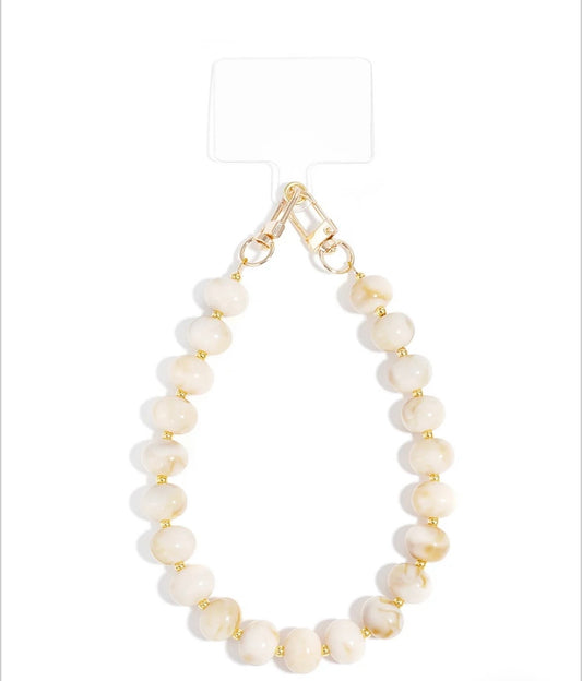 Telefoonkoord balletjes off white