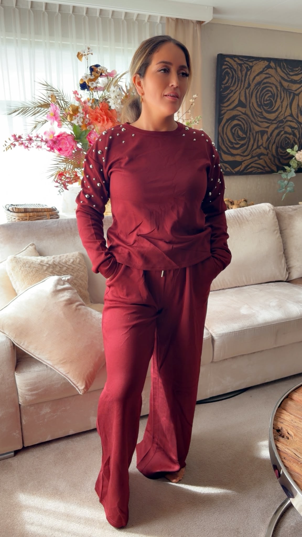 Kaity comfy pak bordeaux rood
