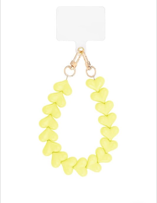 Telefoonkoord hart yellow