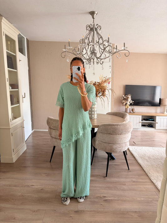 2 pieces set lace green