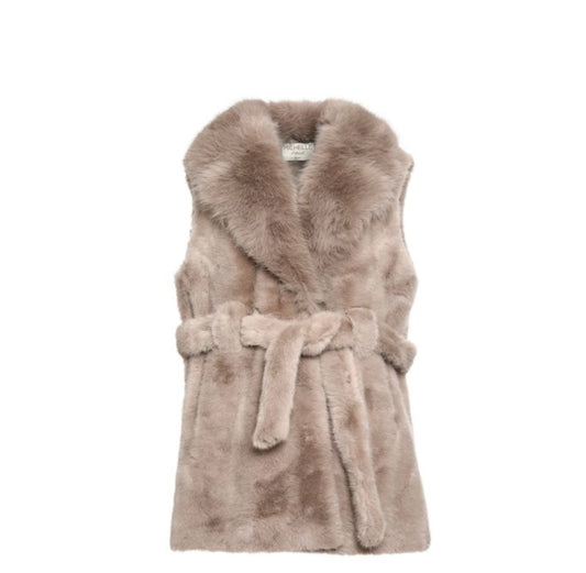 Fluffy vest taupe
