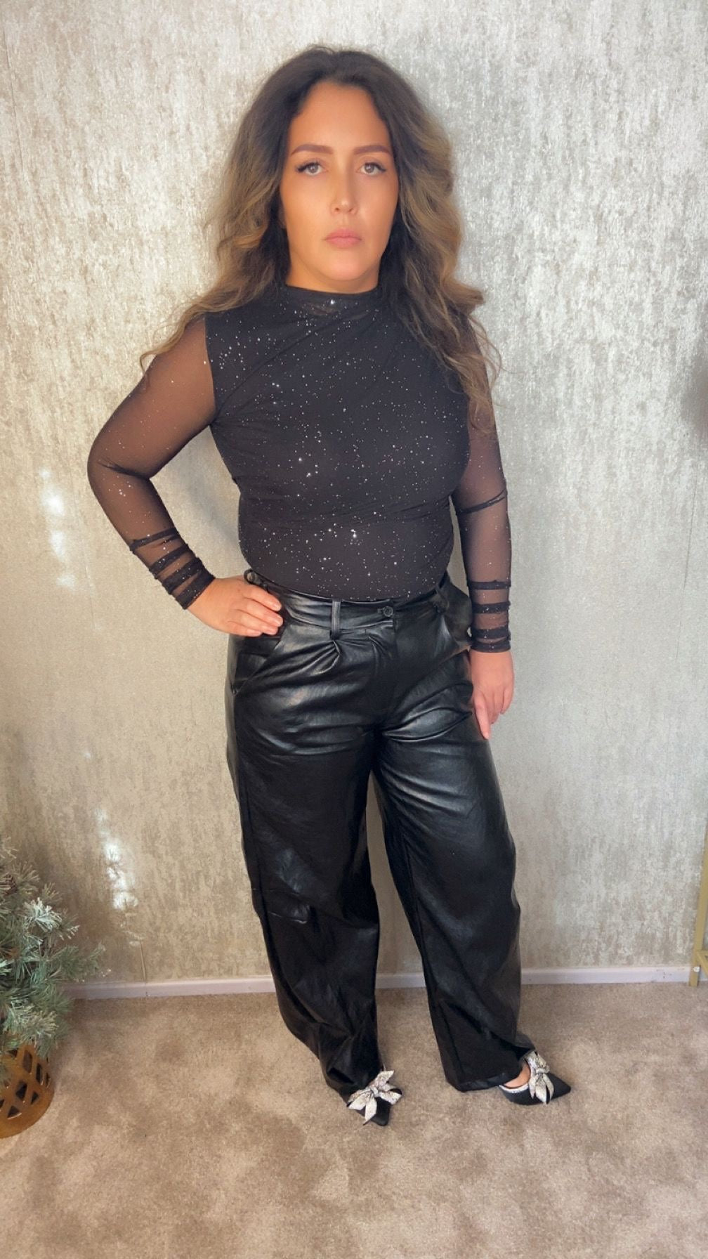 Glitter top black