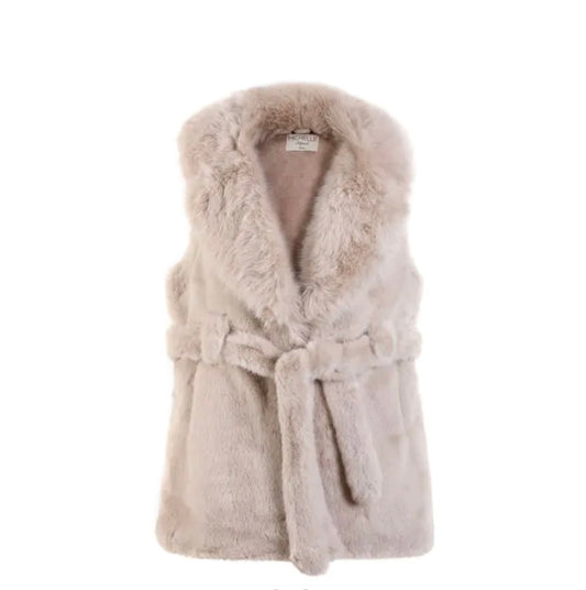Fluffy gilet beige
