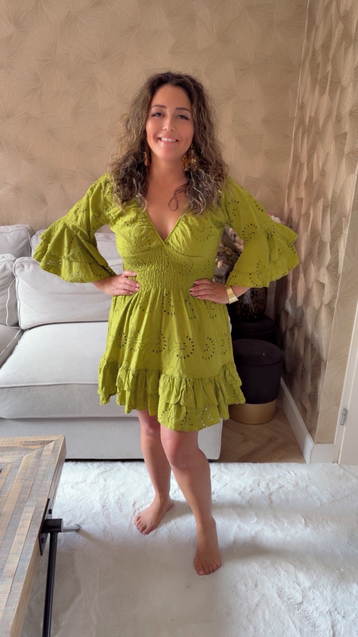 Broderie jurk green