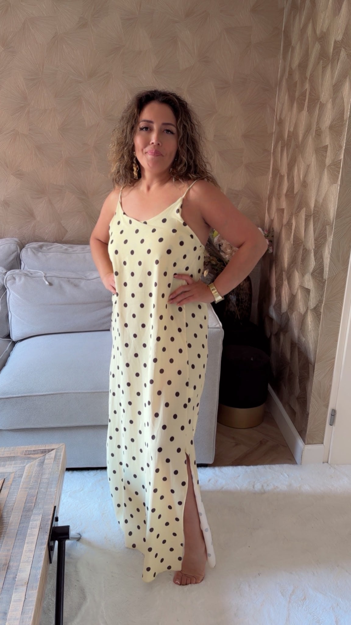 Polkadot jurk yellow