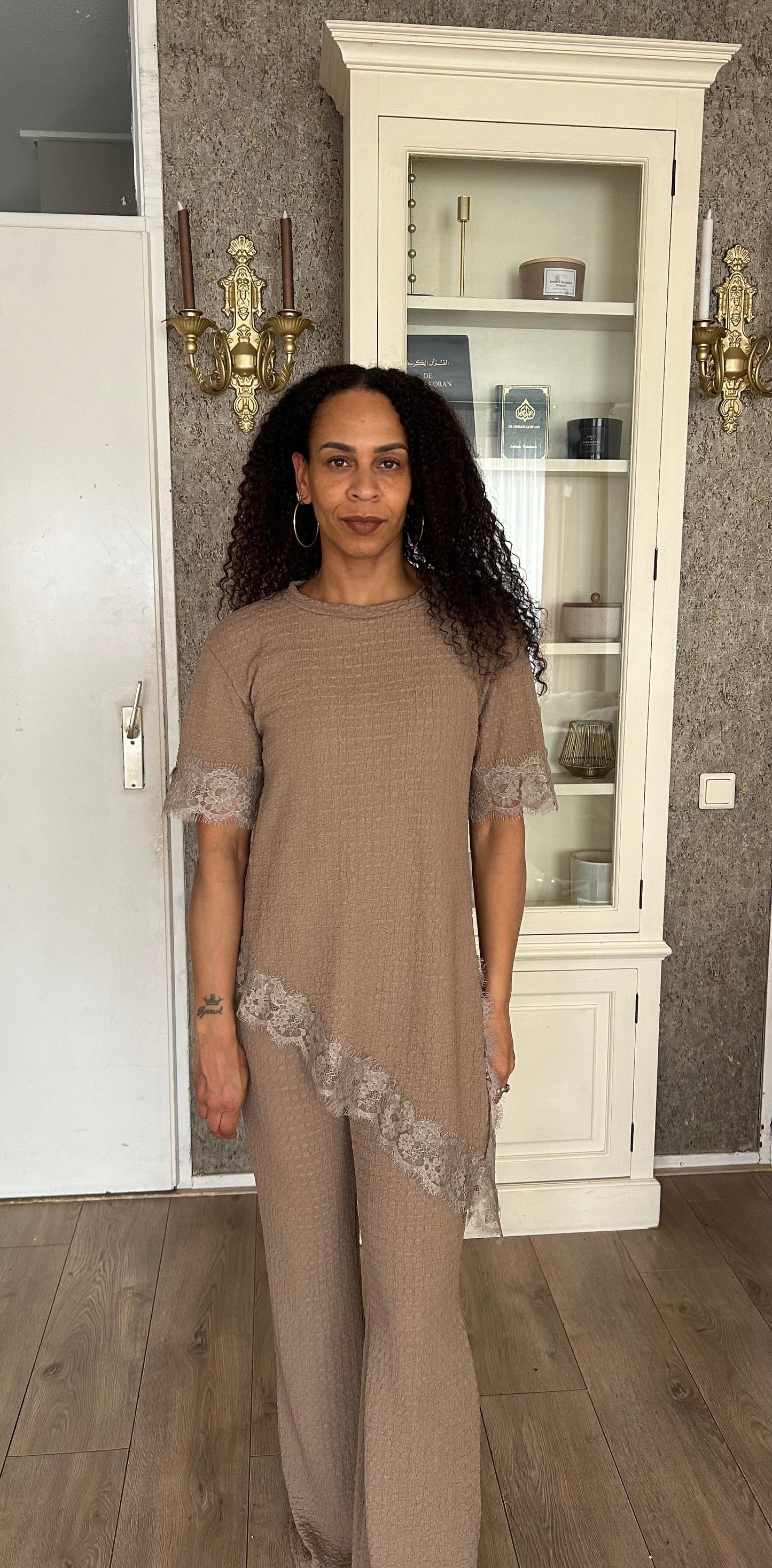 2 pieces set Lace Brown