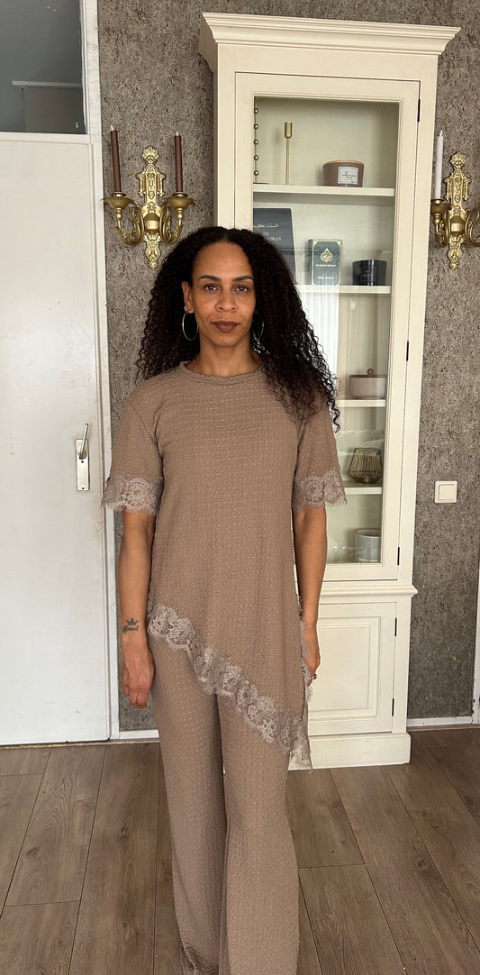 2 pieces set Lace Brown