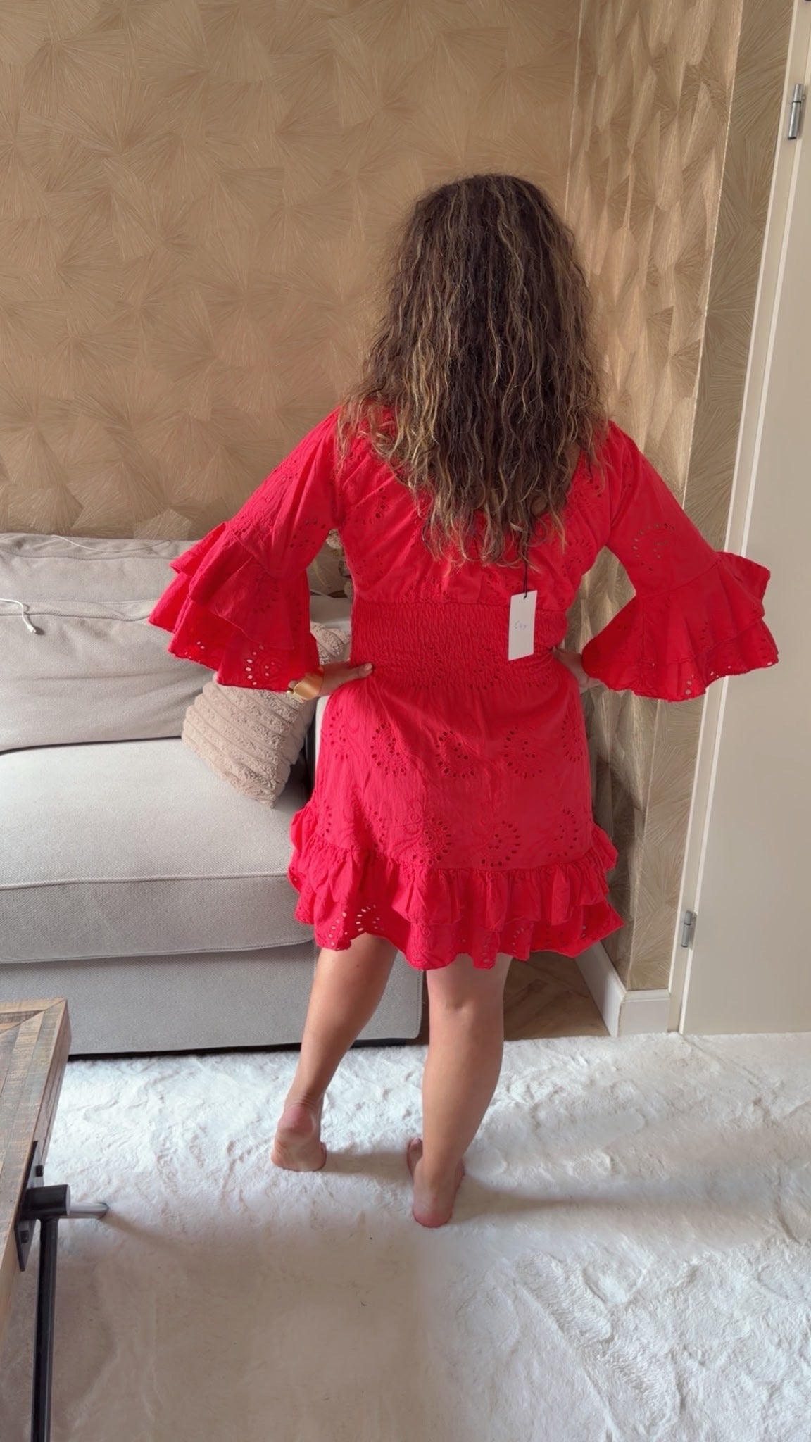 Broderie jurk red
