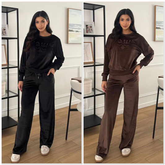 Huispak velvet Milano zwart en bruin